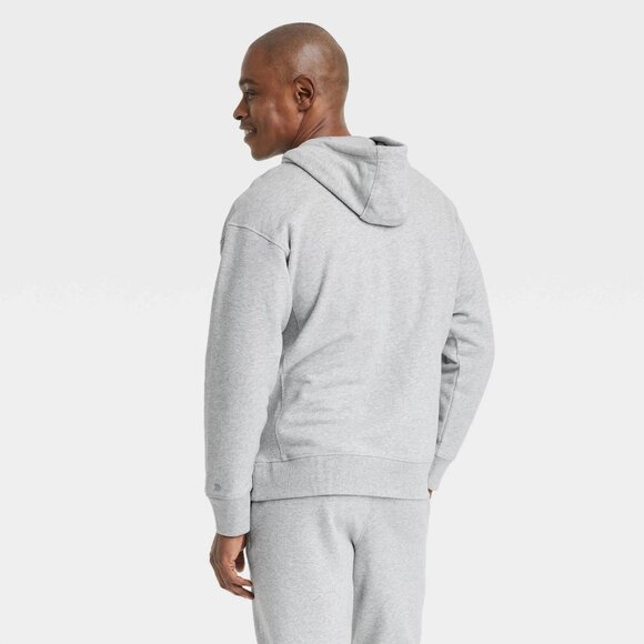Small - Mens Cotton Fleece Hooded Sweatshirt - All In Motion - Gray - Picture 6 of 6